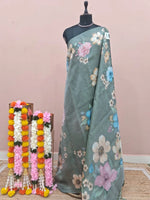 Sea Spray Green Tissue Tussar Saree