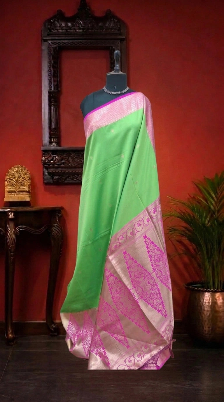 Parrot Green Silk Saree 