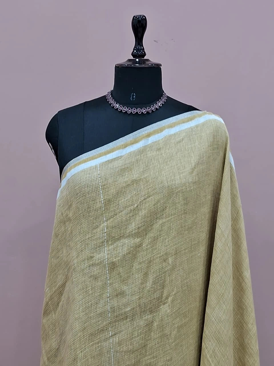 Light Pista Green Pure Linen Saree 1
