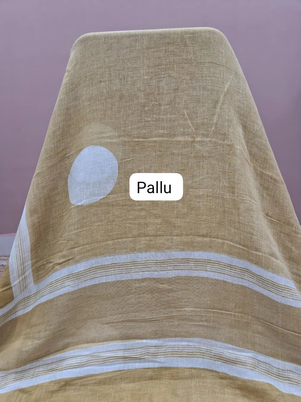 Light Pista Green Pure Linen Saree pallu
