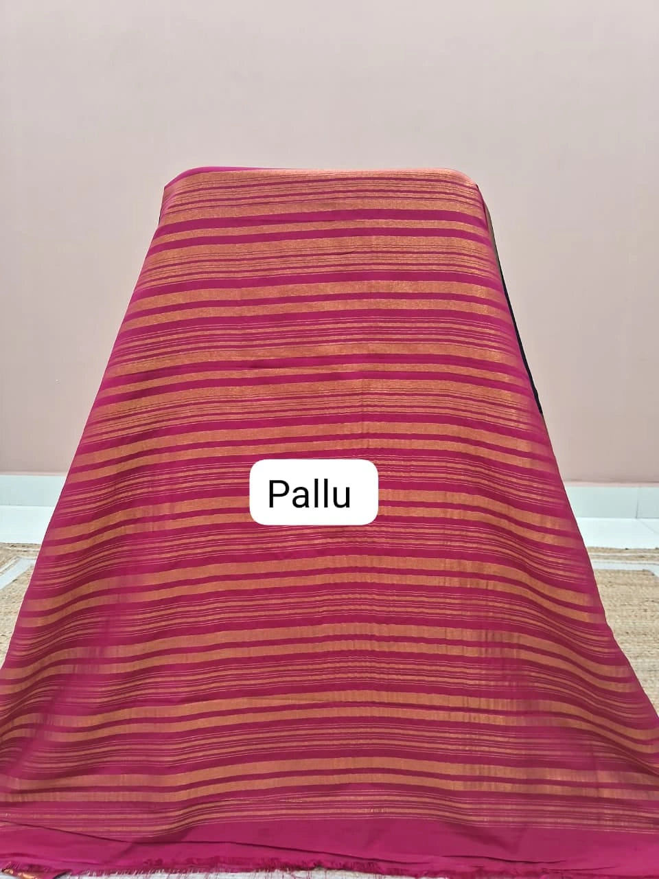 Dark Navy Blue Plain Mysore Crepe Silk Saree Pallu