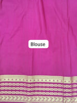 Dark Navy Blue Plain Mysore Crepe Silk Saree Blouse