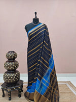 Black and Blue Crepe Silk Saree
