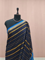 Black and Blue Crepe Silk Saree 1