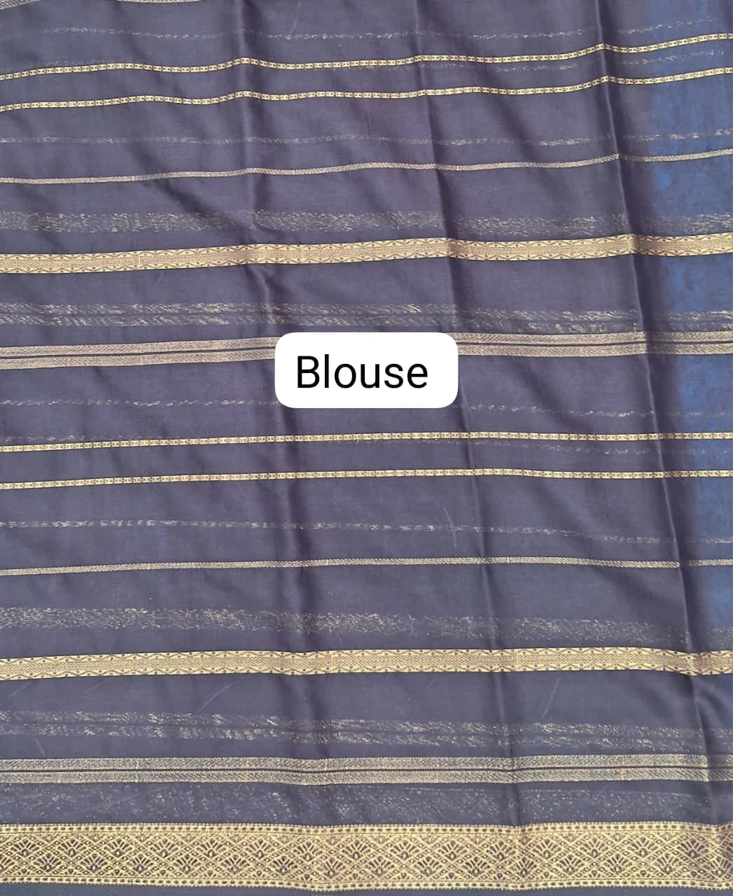 Black and Blue Crepe Silk Saree Blouse