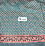 Teal Blue Satin Tussar Saree blouse