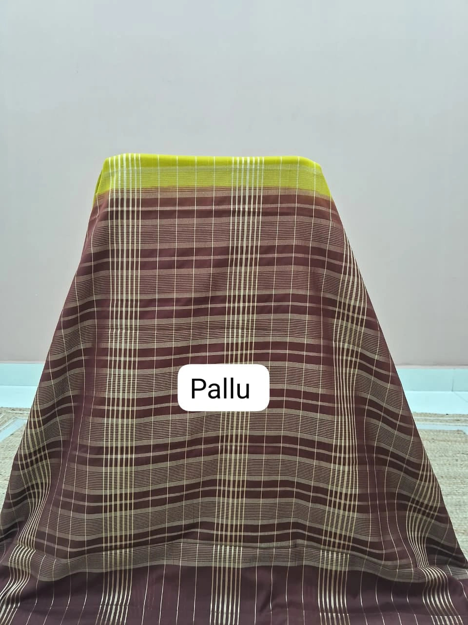 Lime Yellow Mysore Crepe Silk saree Pallu