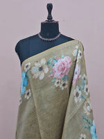 Apple Green Tissue Tussar Saree 1