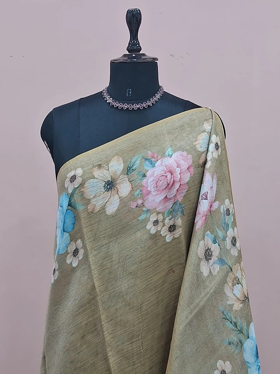 Apple Green Tissue Tussar Saree 1