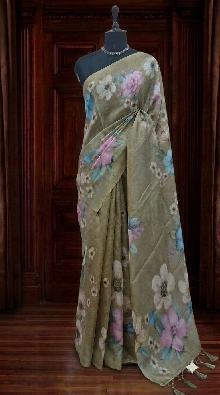 Apple Green Tissue Tussar Saree