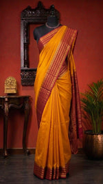 Mango Yellow Plain Mysore Crepe Silk Saree