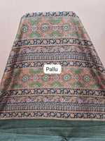 Leaf Green Satin Tussar Saree Pallu