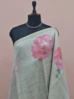 Light Pure Mint Blue Tissue Tussar Saree 1