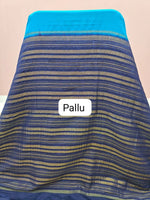Caribbean Blue Plain Mysore Crepe Silk Saree Pallu