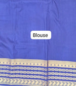 Caribbean Blue Plain Mysore Crepe Silk Saree Blouse