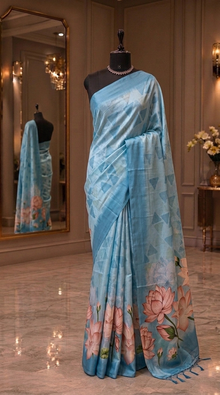 Light Sky Blue Silk Saree