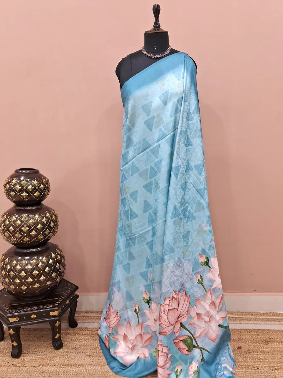 Light Sky Blue Silk Saree