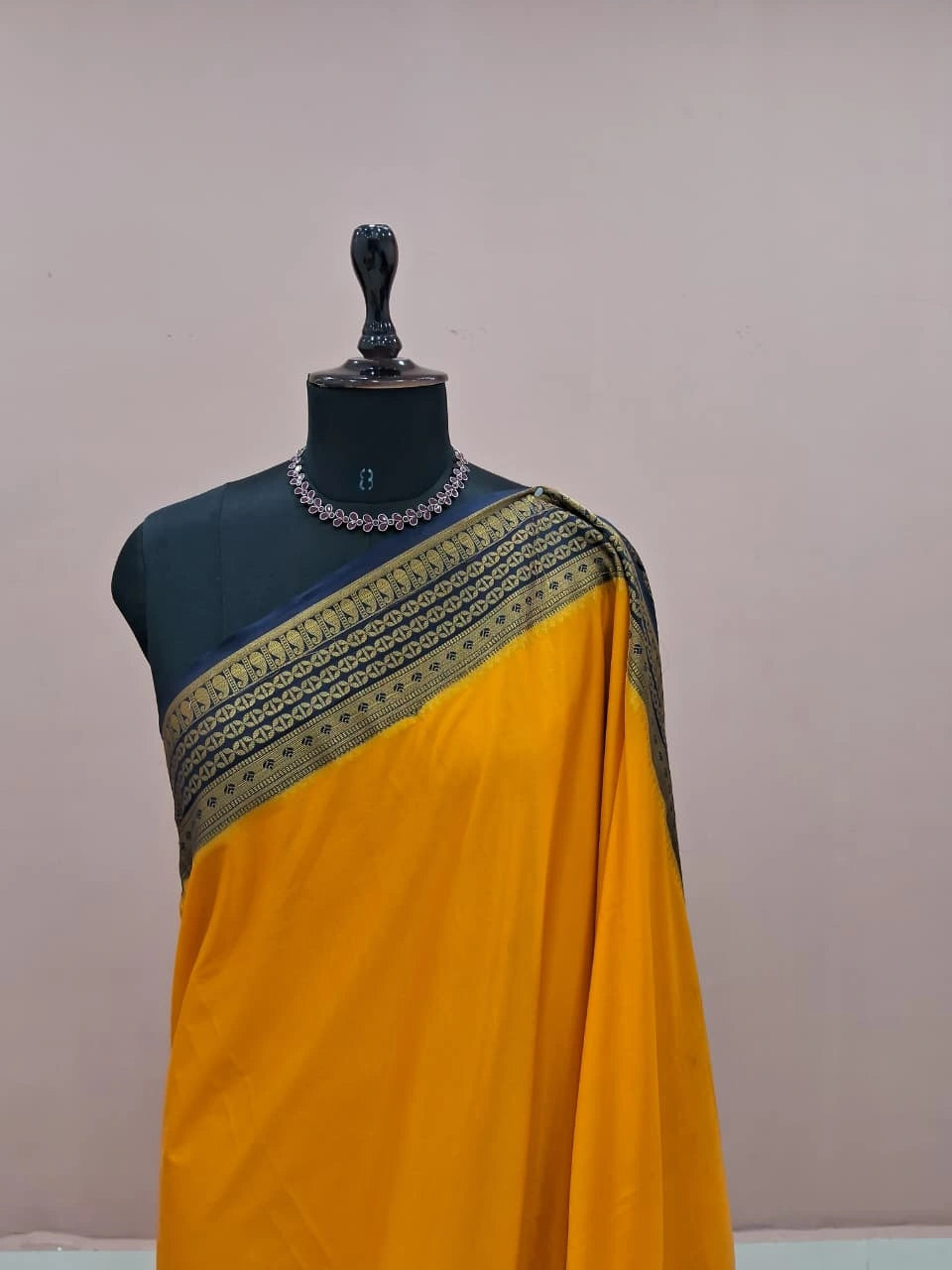 Yellow Mysore Crepe Silk Saree 1