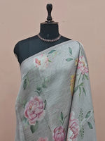 Light Grey Tissue Tussar Saree 1