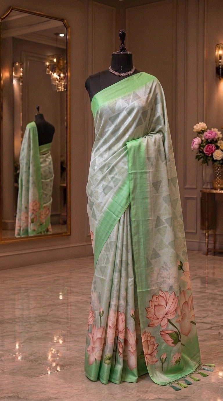 Light Grey Shaded Silk Saree