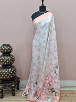 Light Silver Shaded Silk Saree 