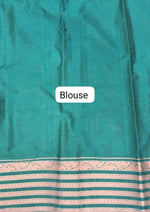 Parrot Green Plain Mysore Crepe Silk Saree Blouse
