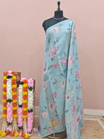 Sky Blue Tissue Tussar Saree