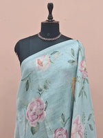 Sky Blue Tissue Tussar Saree 1