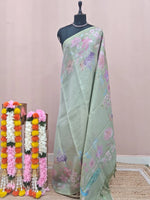 Light Mint Green Tissue Tussar Saree