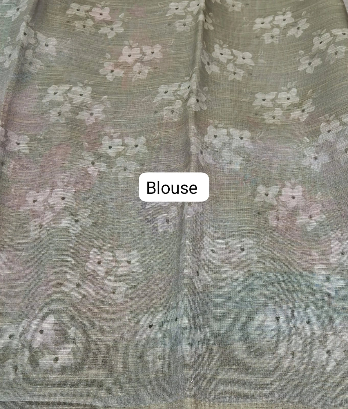 Light Mint Green Tissue Tussar Saree Blouse