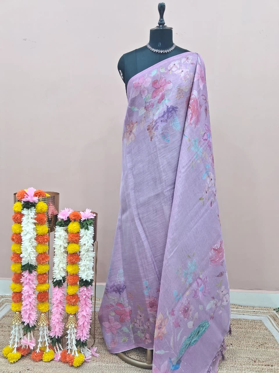 Lavender Tissue Tussar Saree