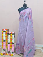 Lavender Tissue Tussar Saree