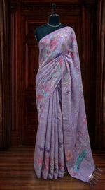 Lavender Tissue Tussar Saree