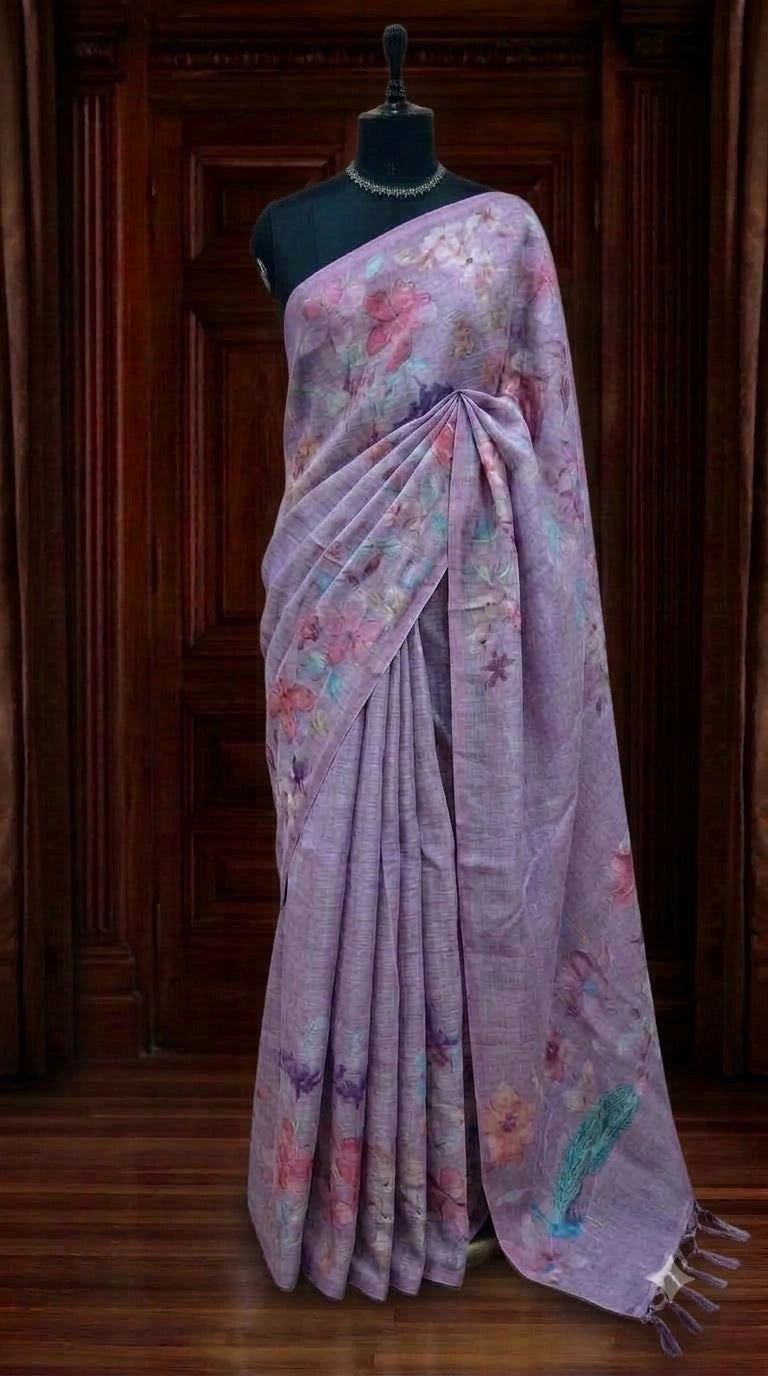 Lavender Tissue Tussar Saree