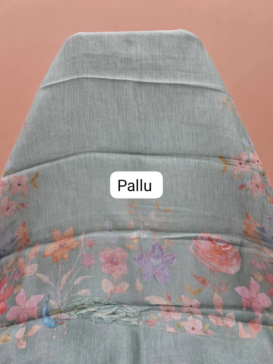 Light Aqua Blue Tissue Tussar Saree pallu