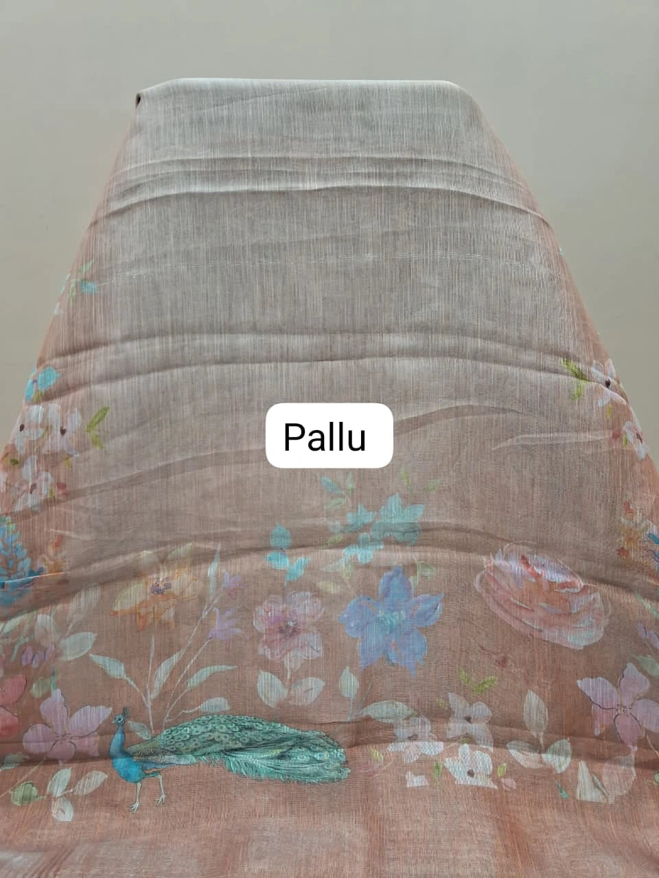 Light Sand Brown Tissue Tussar Saree Pallu