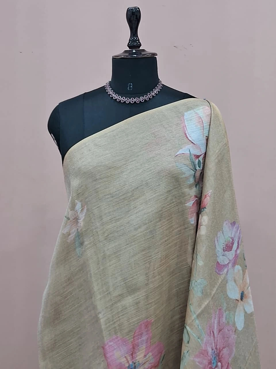 Beige Tissue Tussar Saree 1