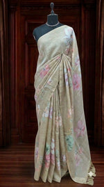 Beige Tissue Tussar Saree