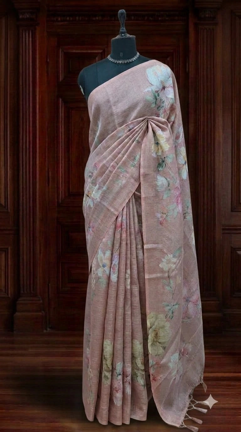 Light Brown Tissue Tussar Saree