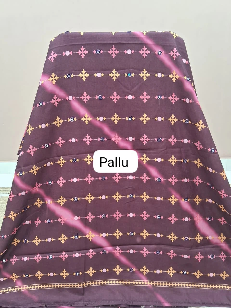 Dark Wine Embroidered Tussar Saree pallu