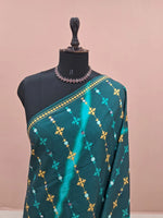 Teal Blue Embroidered Tussar Saree 1