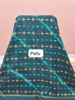 Teal Blue Embroidered Tussar Saree pallu