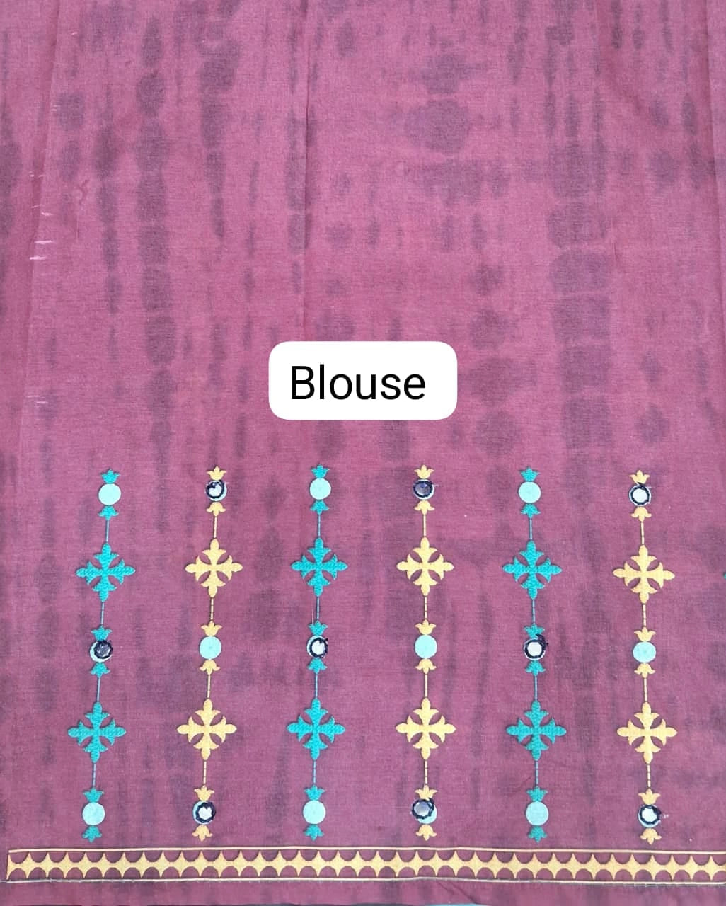 Teal Blue Embroidered Tussar Saree blouse