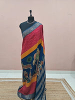 Red Chinnon Viscose Silk Saree 