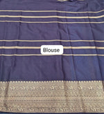 Dark Navy Blue Mysore Crepe Silk Saree blouse