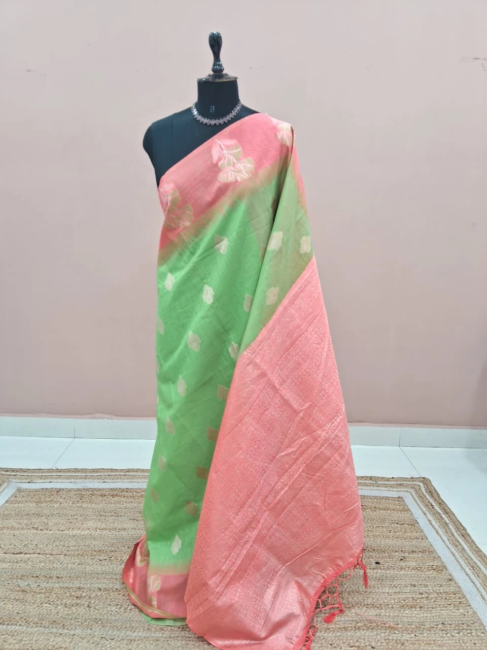 Light Green Munga Cotton Saree
