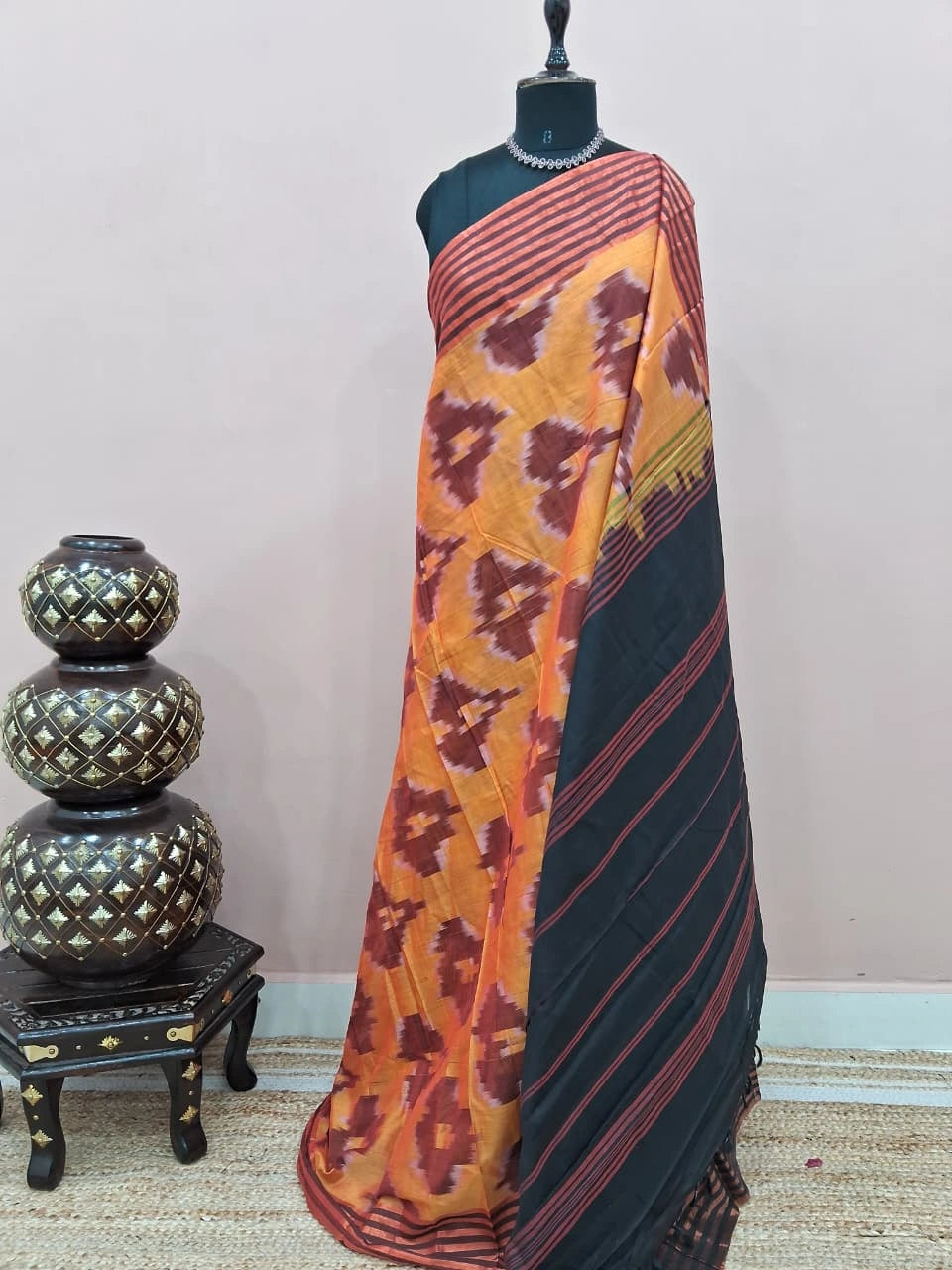 Light Orange Silk Saree 