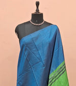 Royal Blue Plain Banana Silk Saree 1