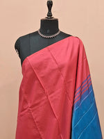 Reddish Pink Plain Banana Silk Saree 1