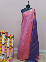 Peach Plain Banana Silk Saree